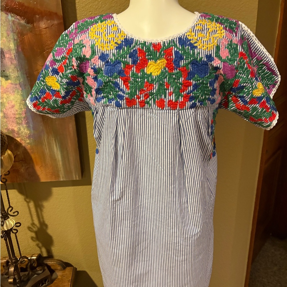 Colorful Buddy Love Embroidered Striped Dress (XS) - Picture 2 of 8